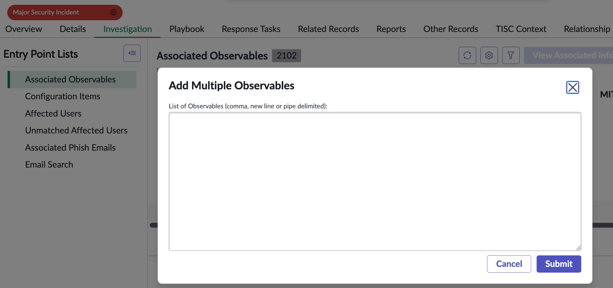 Add multiple observables comma delimited list example