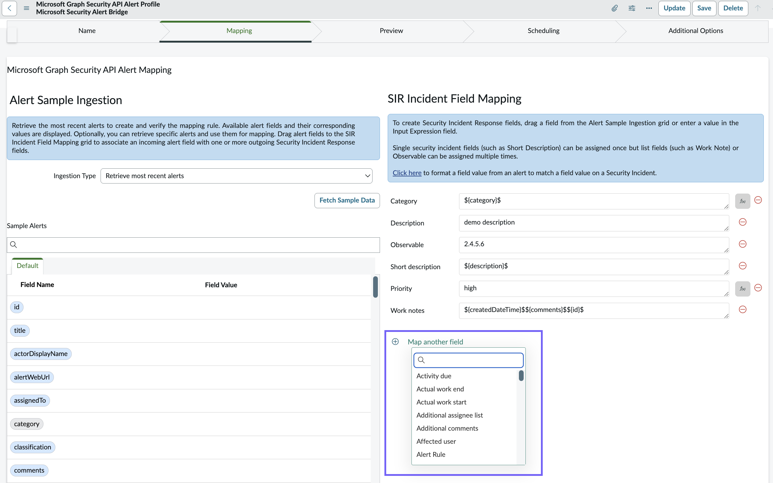 Microsoft Graph Security API: mapping and color coding