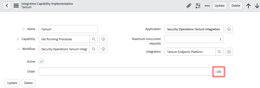 Integration Capability Implementation for selected implementation