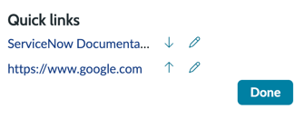 Modify quick links