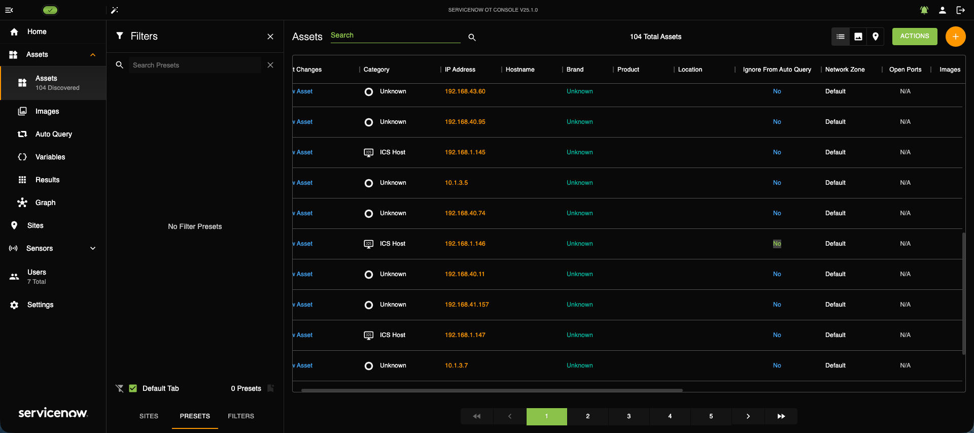 Assets page