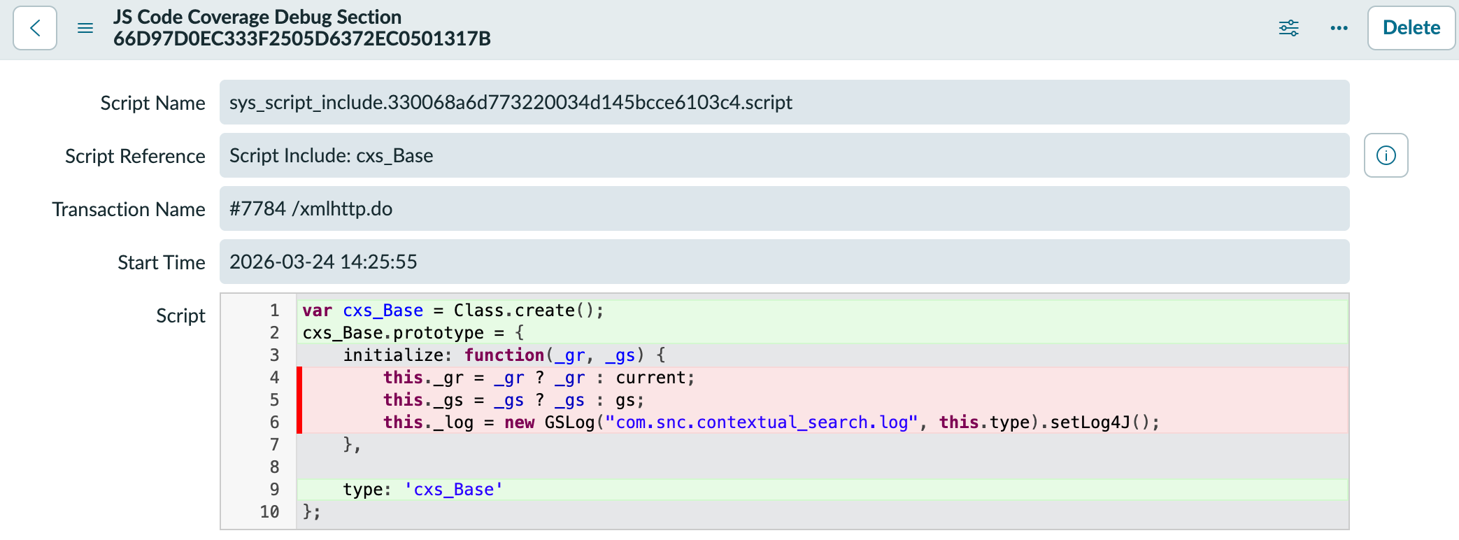 Sample code coverage highlighting