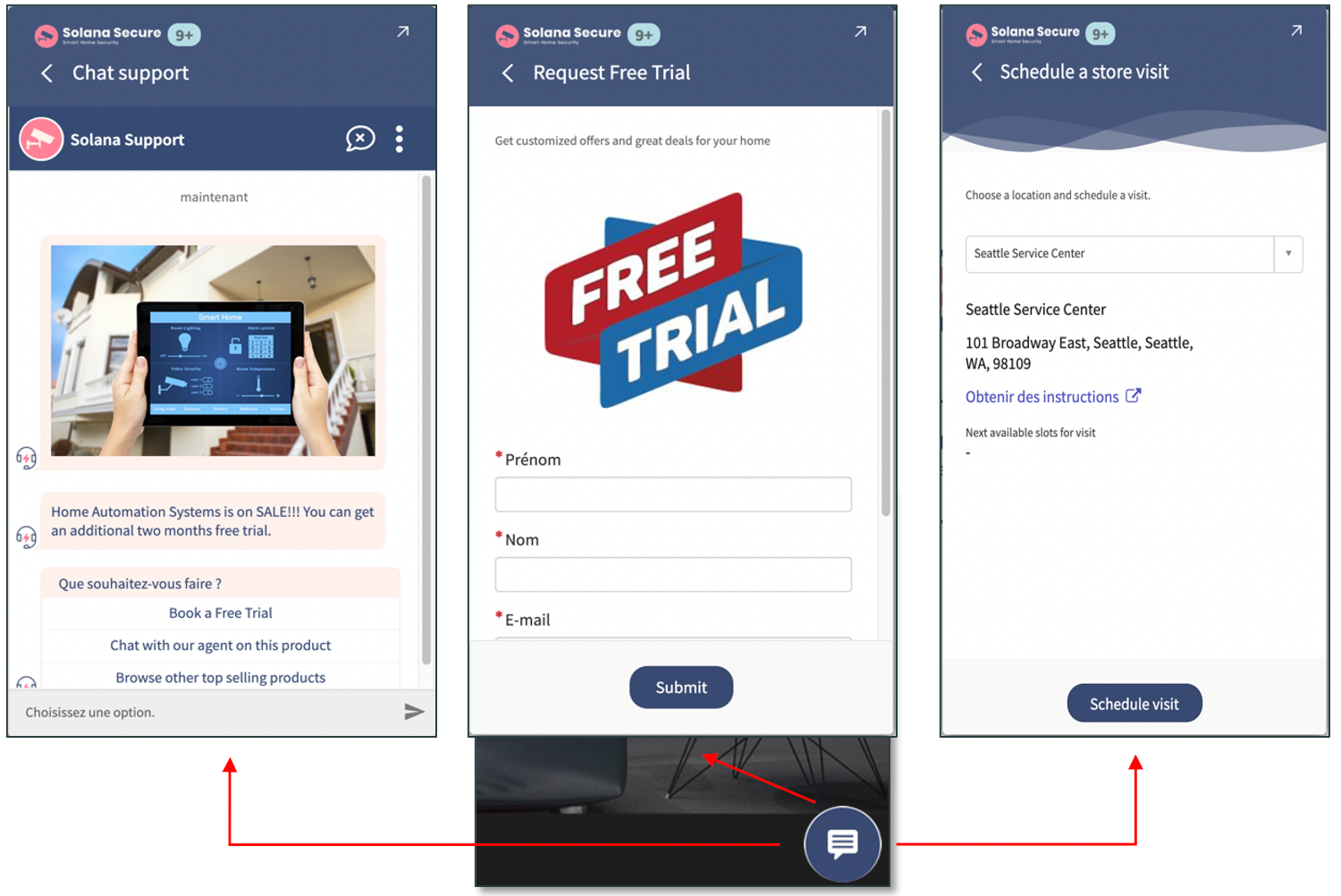 Customizable home page for Engagement Messenger that launches when messenger is accessed.