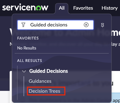 Navigation to decision tree in the navigation side bar.
