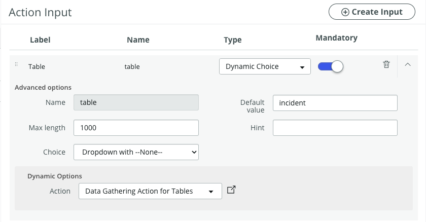 Use sua ação de coleta de dados para preencher opções para uma escolha dinâmica.