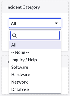 Beispiel für Auswahllistenfilter mit ausgewählter Option Alle