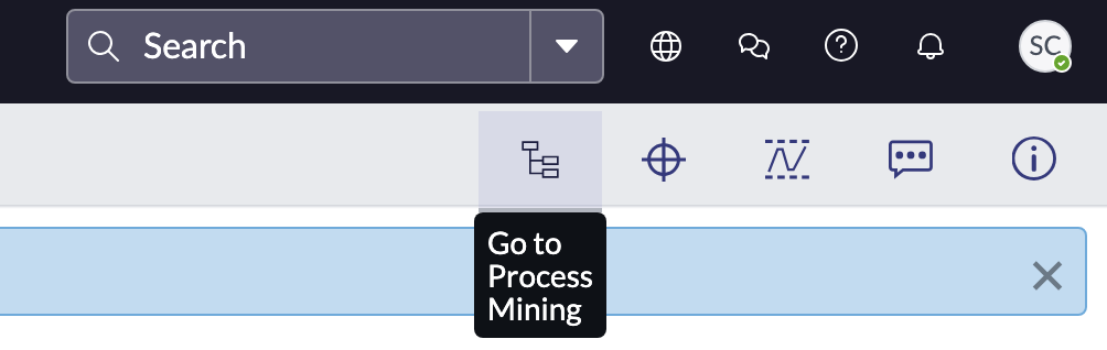 Abbildung, die zeigt, wie Process Mining aus dem Analytics Hubgestartet wird.
