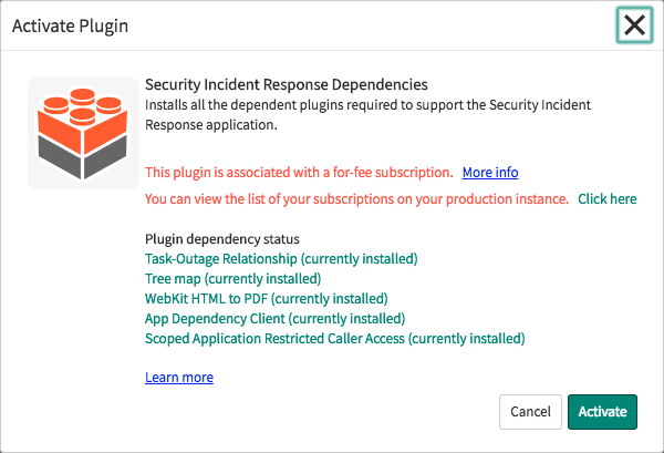 Ativar plug-in de dependência