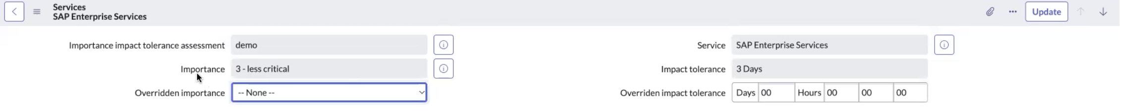 Classificação no formulário.