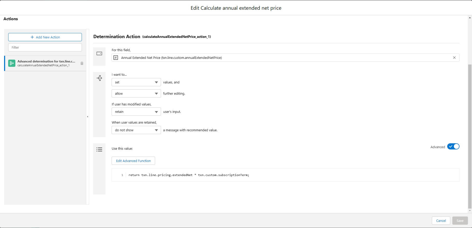 Cas d’utilisation 3 (réseau étendu) : Modifier Calculer le prix net étendu annuel