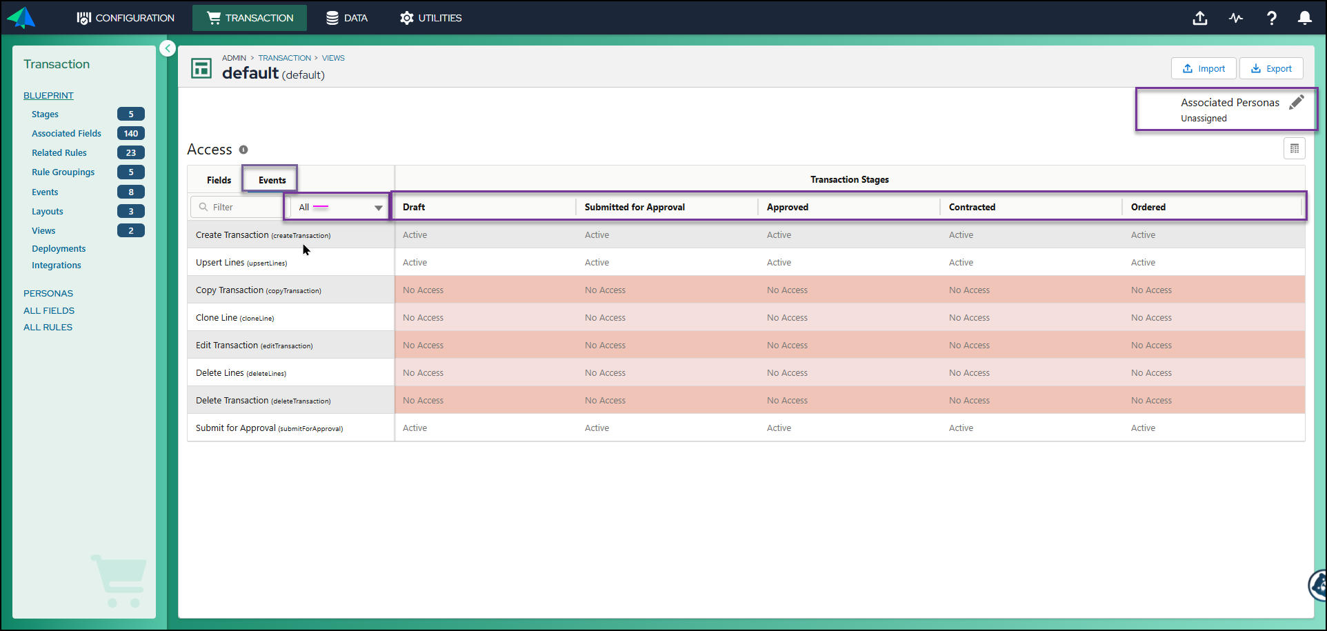 Gestionnaire des transactions : vues
