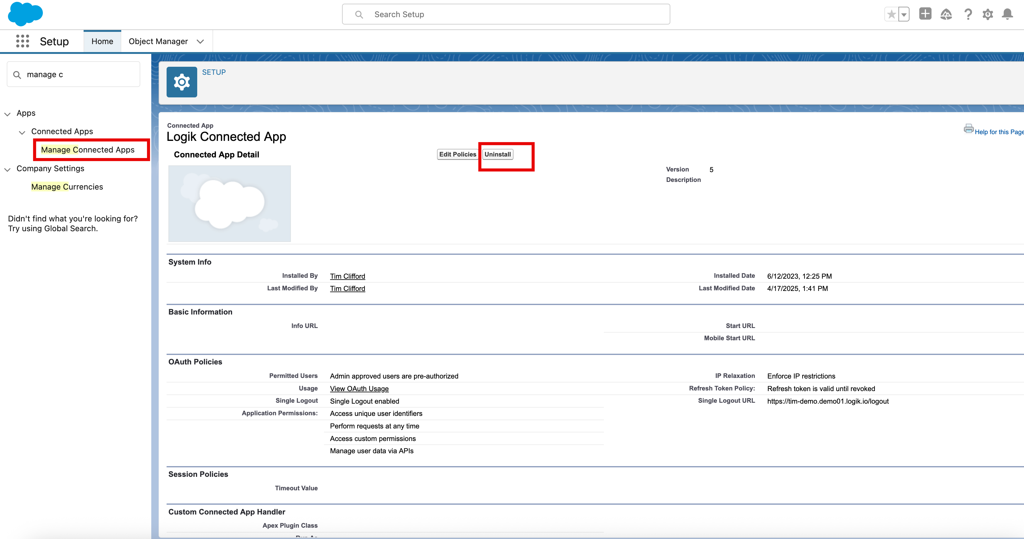 Écran Applications connectées