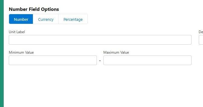 Options de champ de numéro