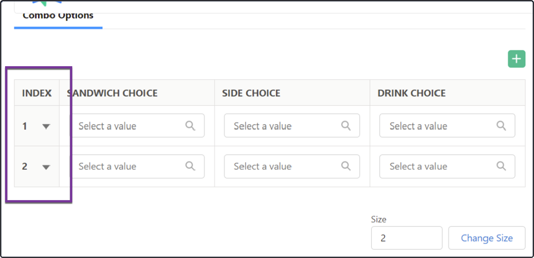 Combo options