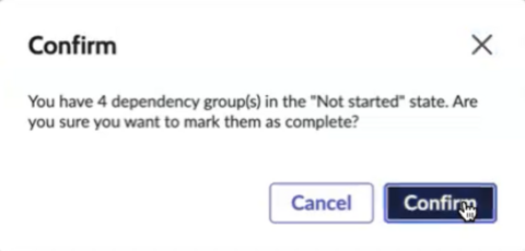 Confirmation of dependencies.