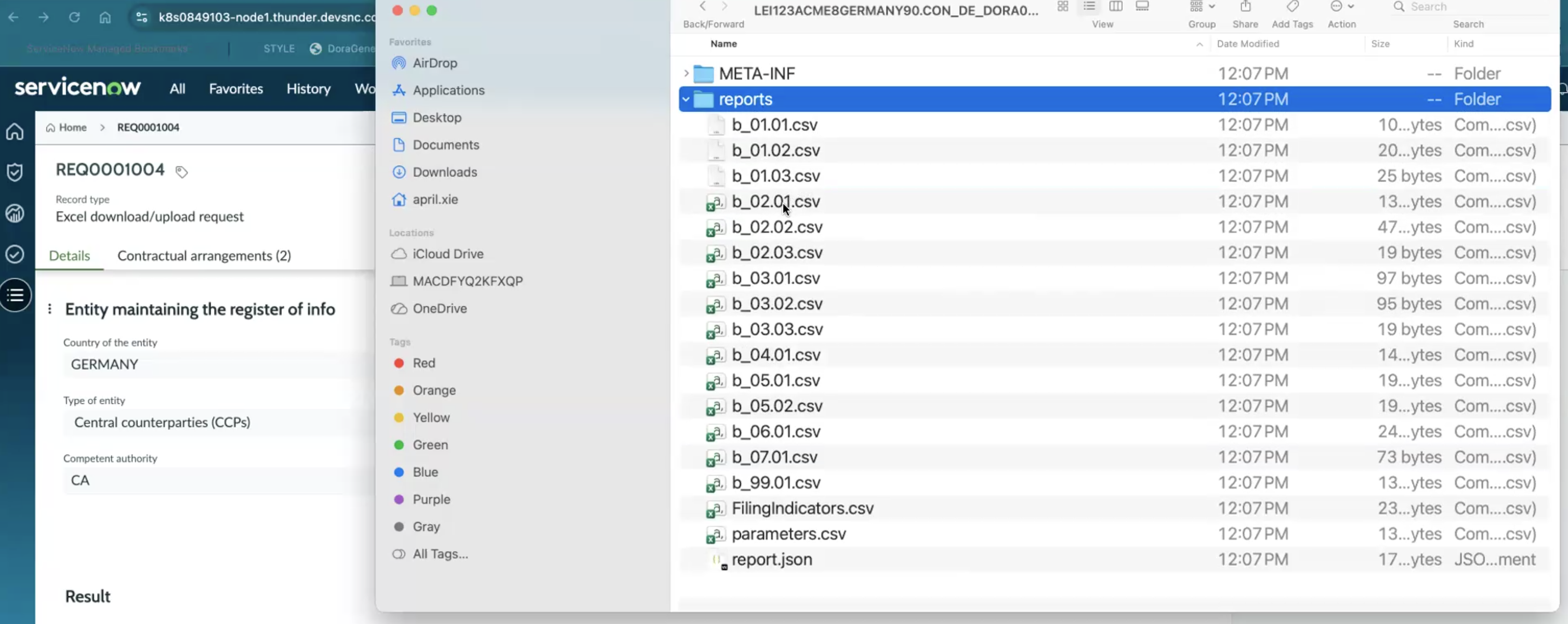 CSV reports.