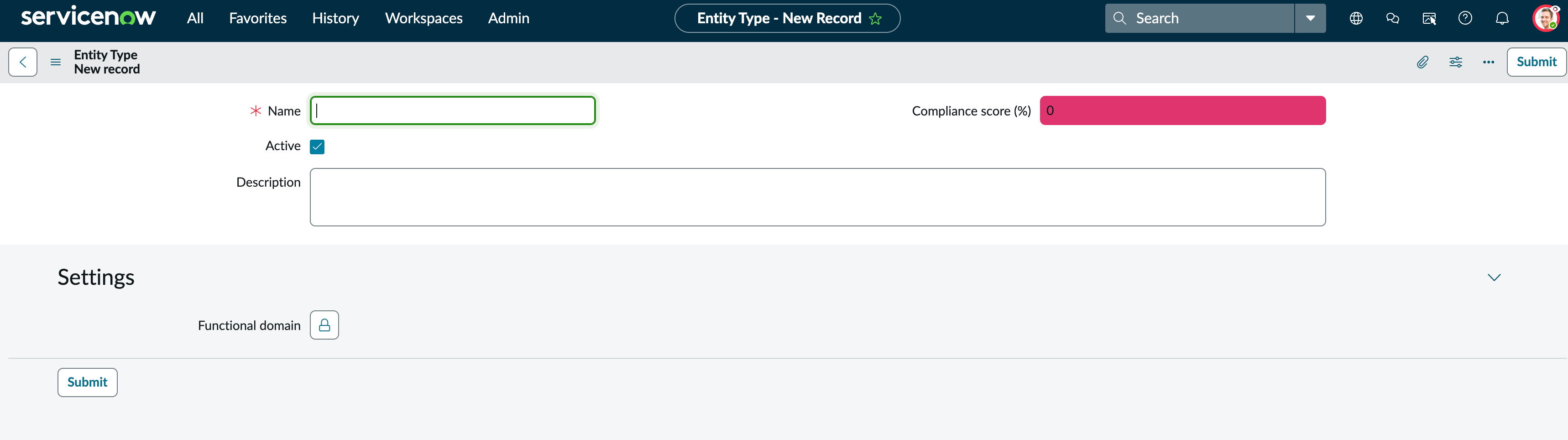 Sample configuration for an entity type.