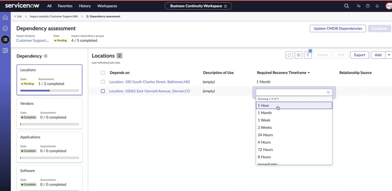 Updating RTO for one dependency at a time.