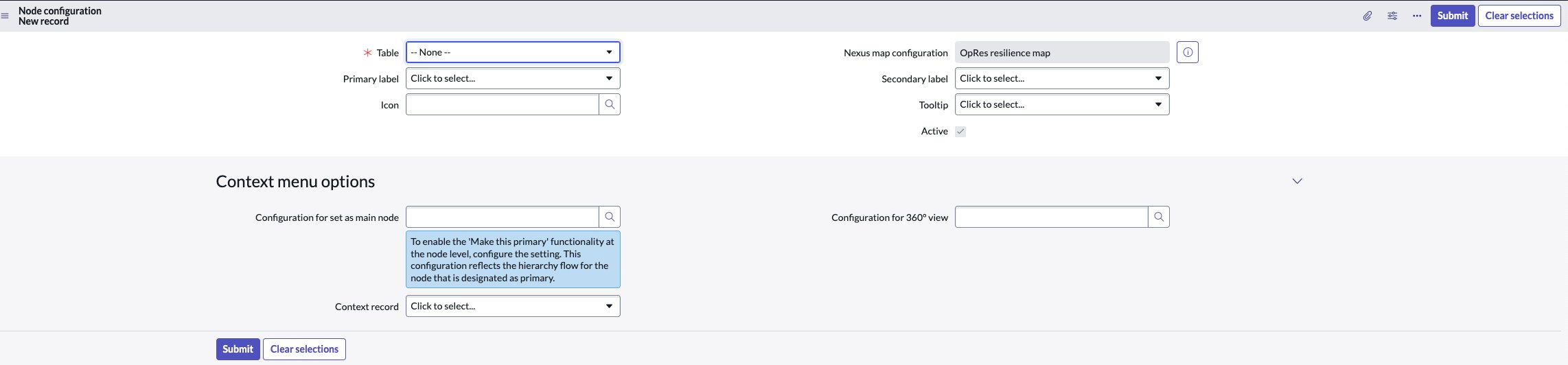 Node configuration new record.