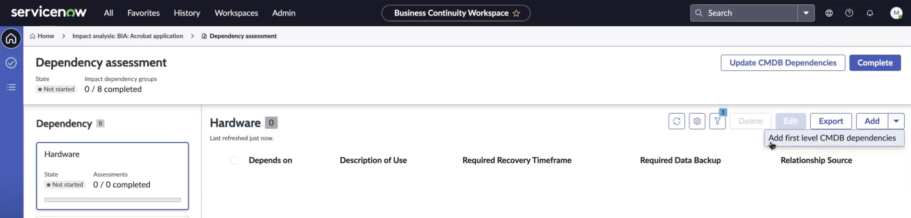 Add first level CMDB dependencies.