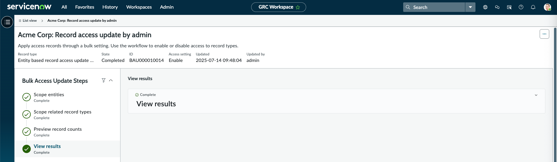 Guided-experience for entity-based record access update utility.