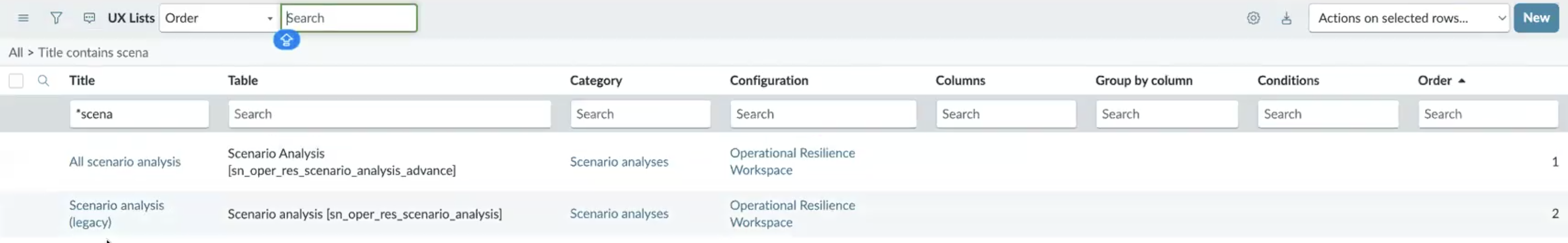 sys_ux_list records.
