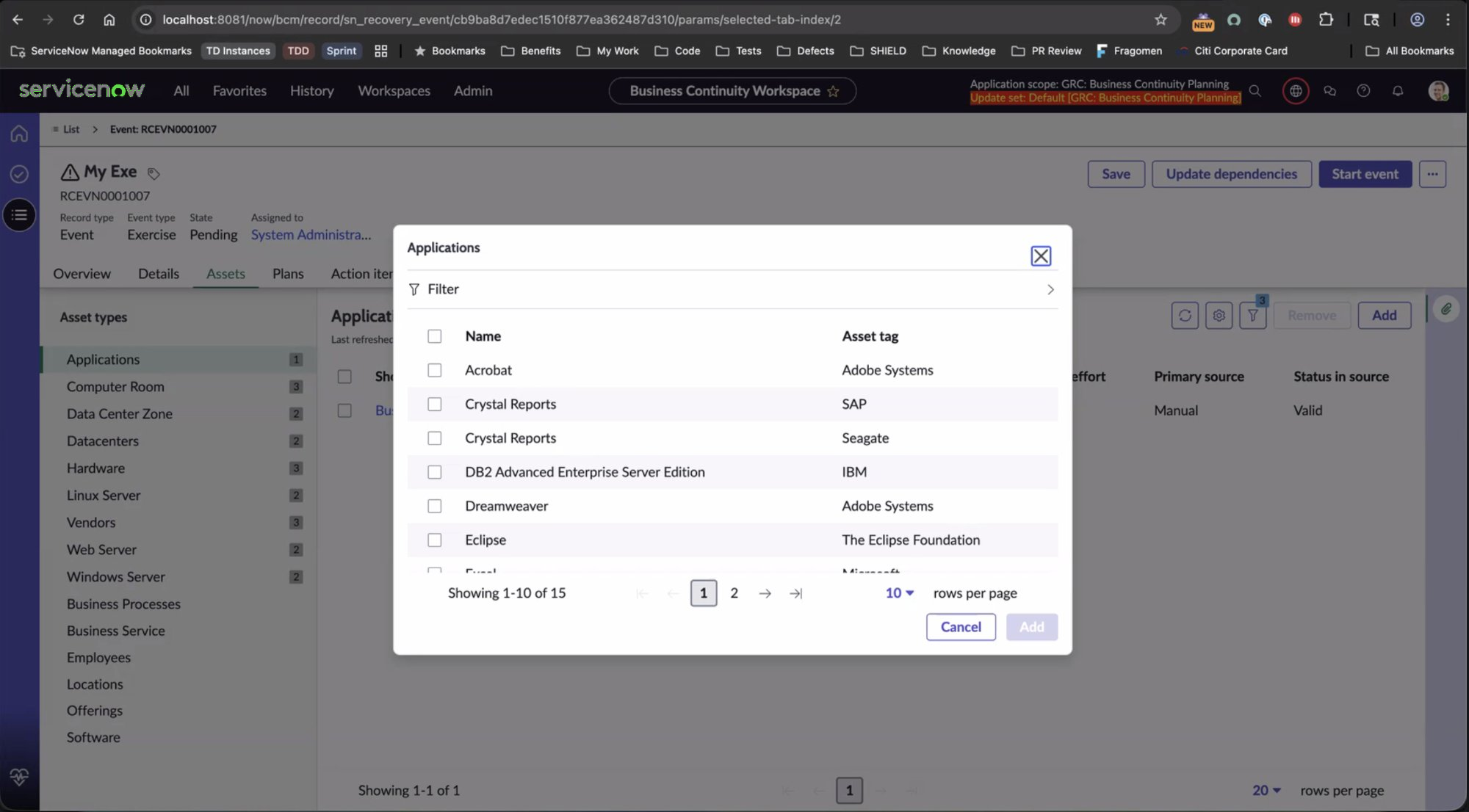 The source_table_fields are used to set the columns for the modal based on the asset type.