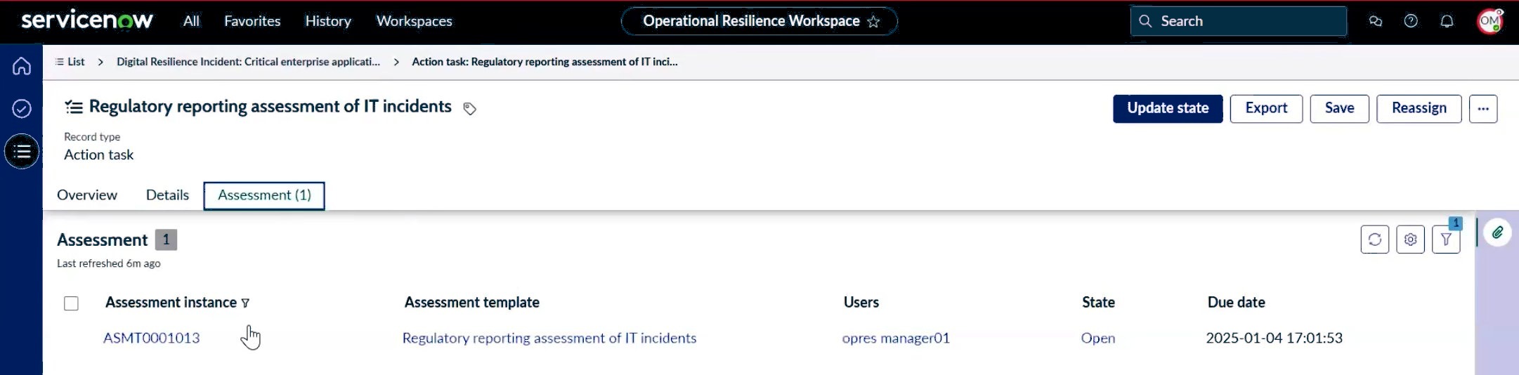 Template in incident.