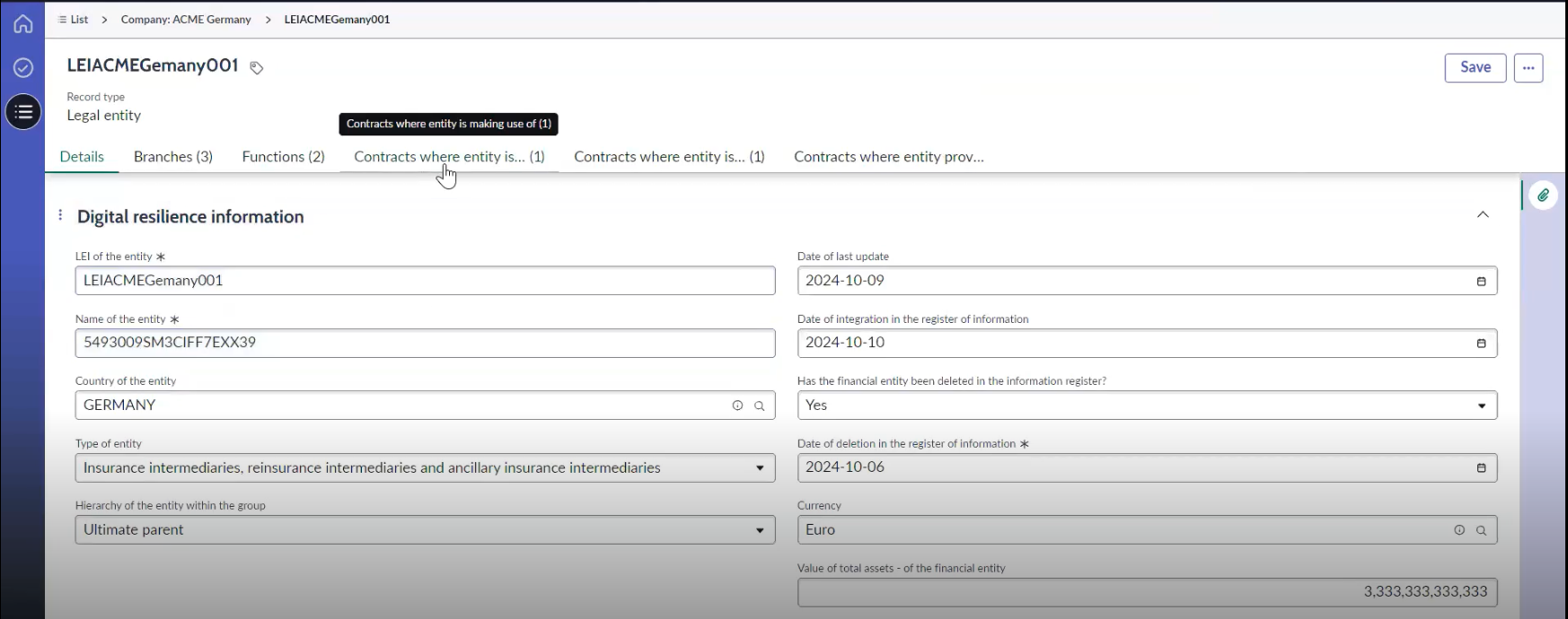 Contracts tab.