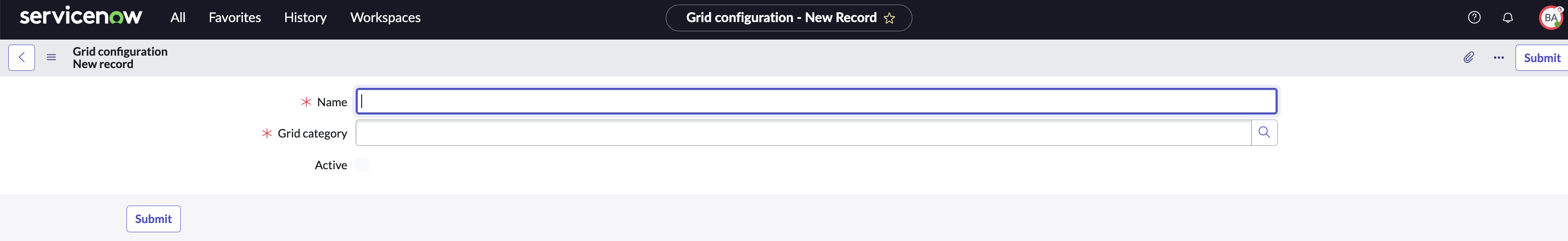 Grid configuration.