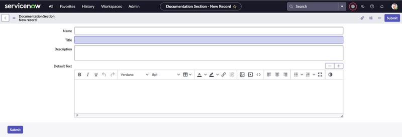 Documentation section template.