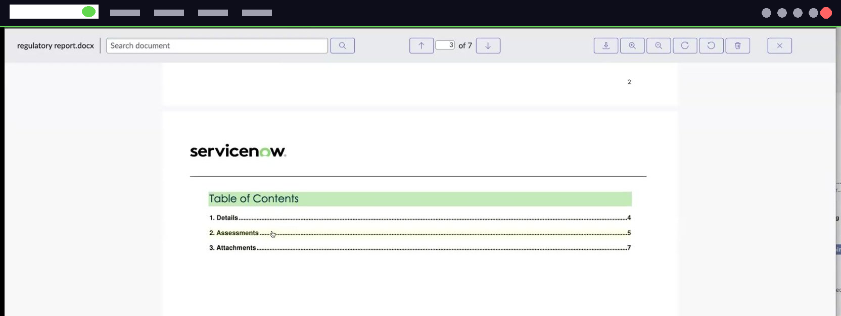 Word report sections.