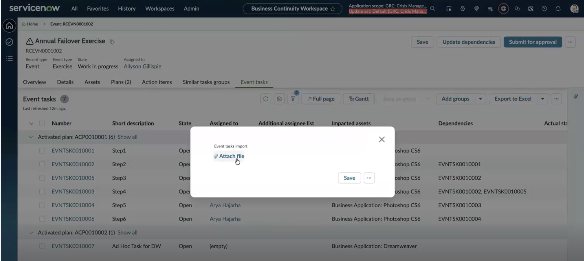Import excel modal.