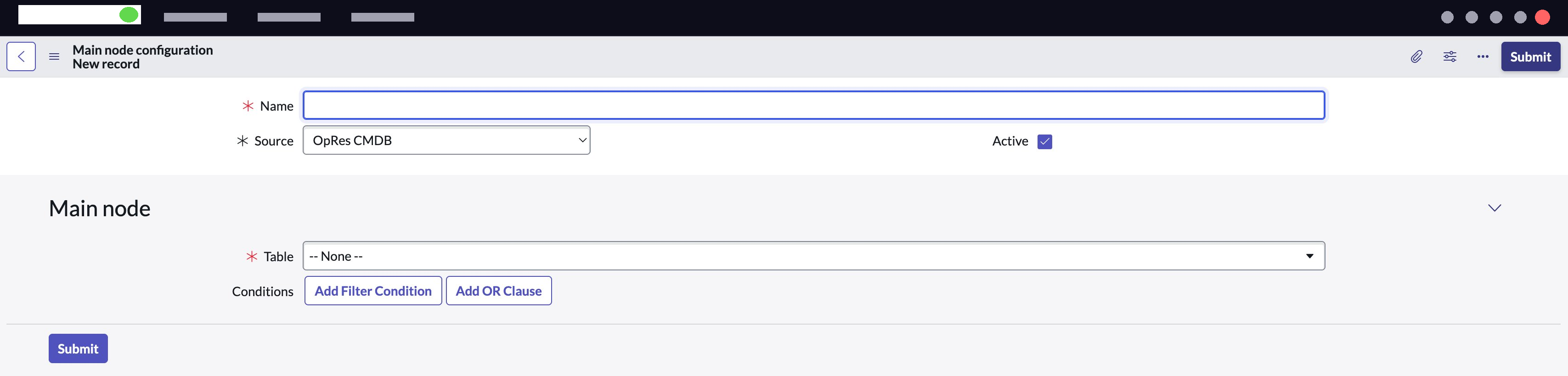 Config form.