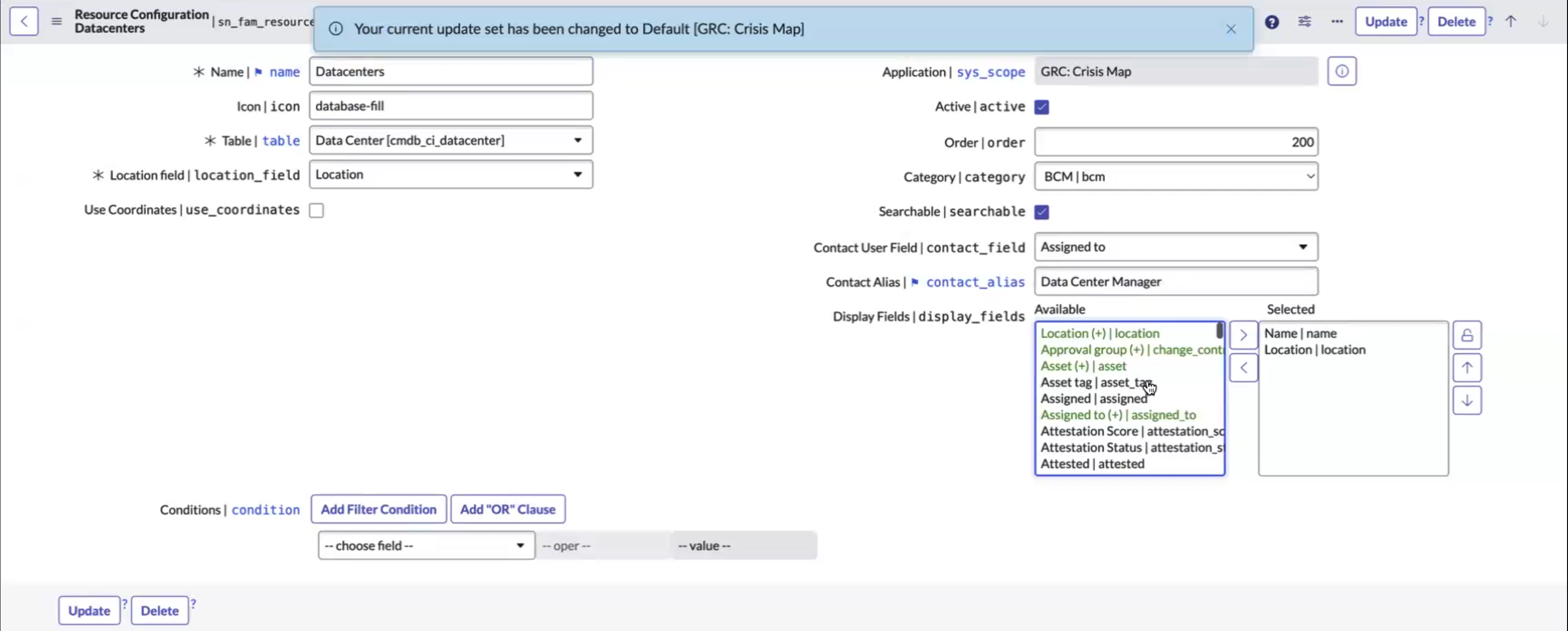 Sample resource configuration.