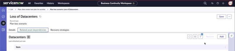 Add the related asset dependencies to the loss of scenario.