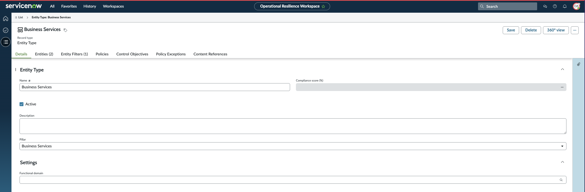 Active check box is selected.