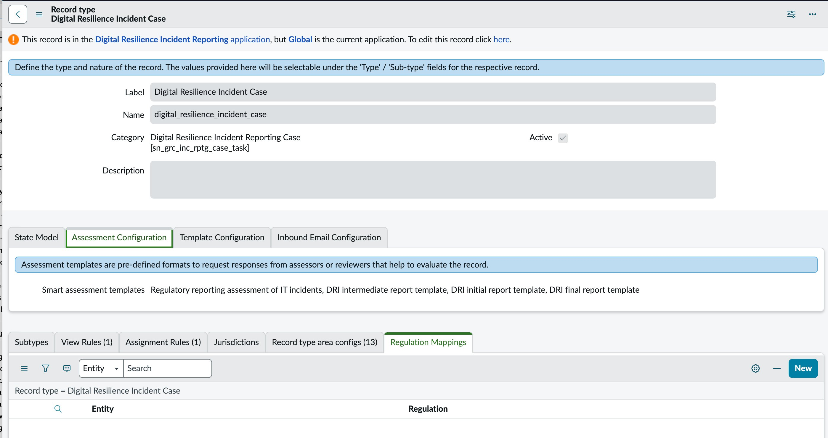Digital Resilience Incident Case record.