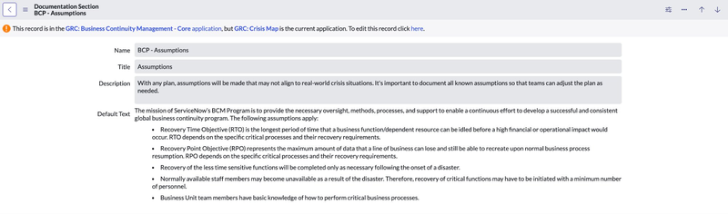 Documentation section template from the demo data.