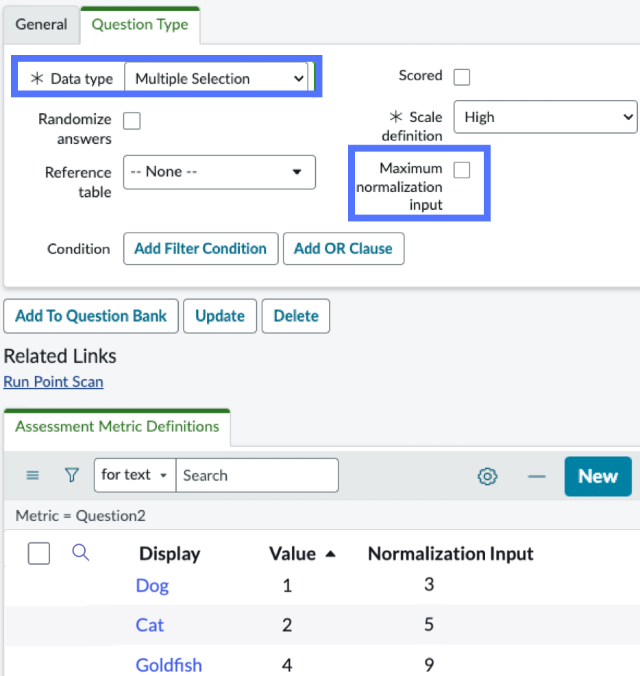 Option to select maximum normalization input.