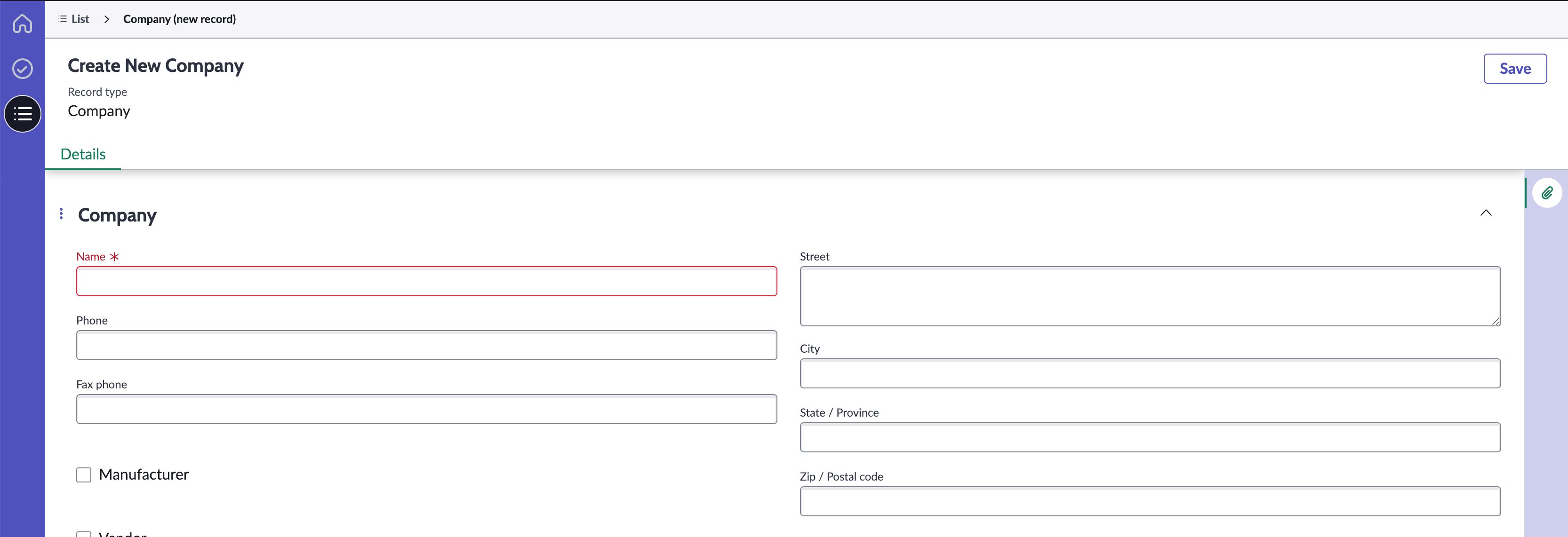 Company form.