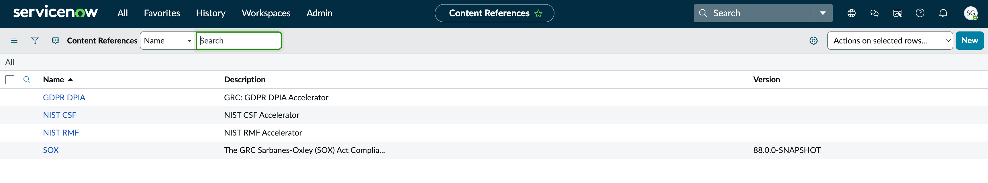 Content reference list