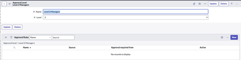 Approval level record.