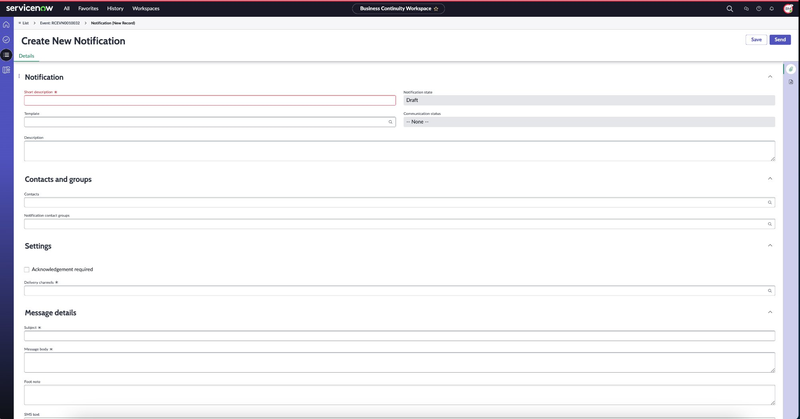 New notification form.