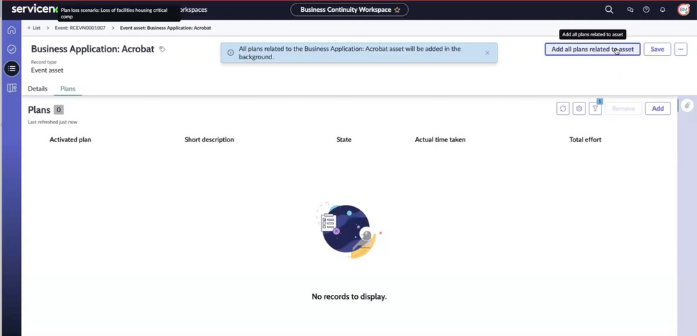 Add all plans related to asset.