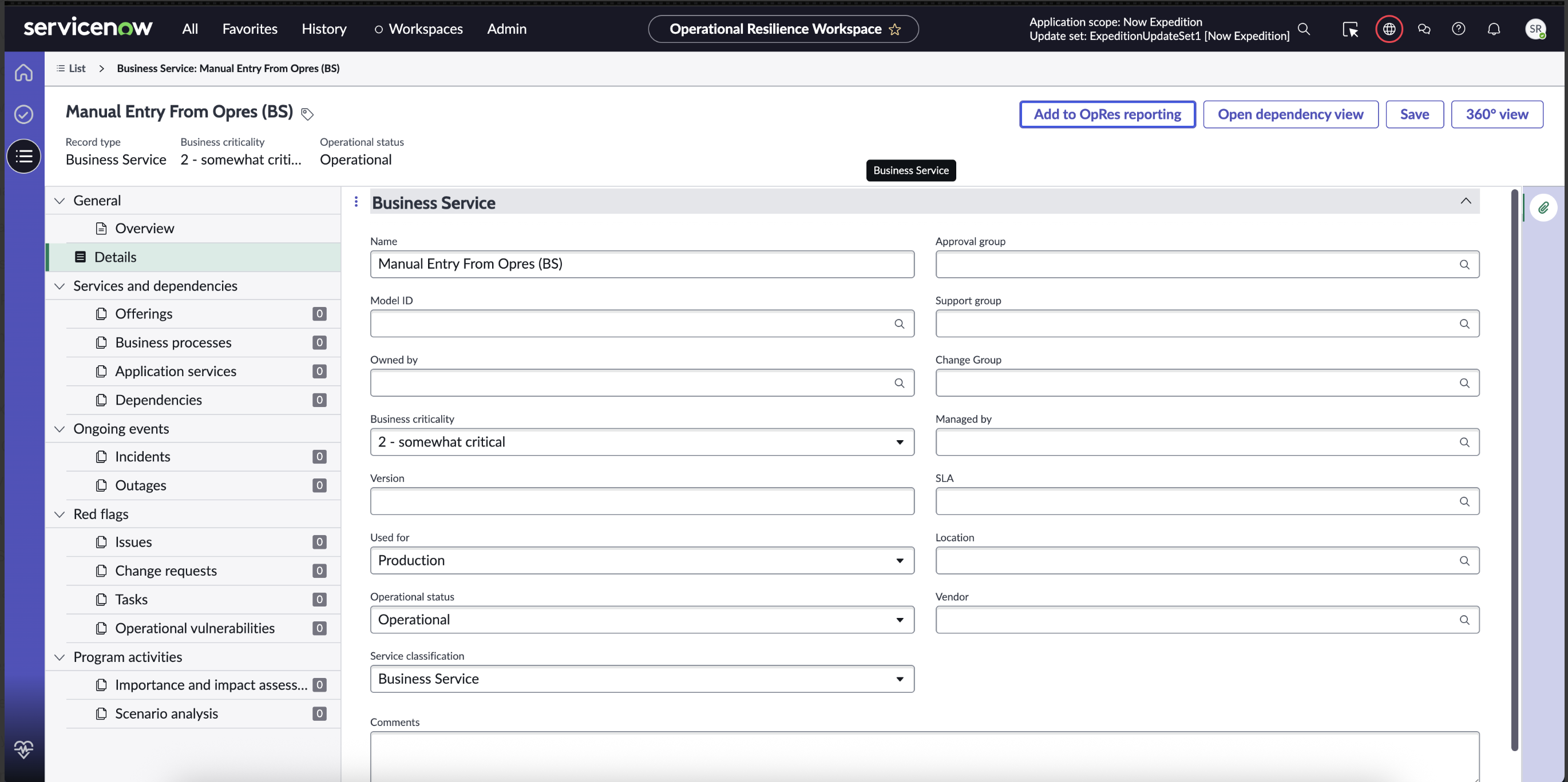 Add to OpRes reporting button.