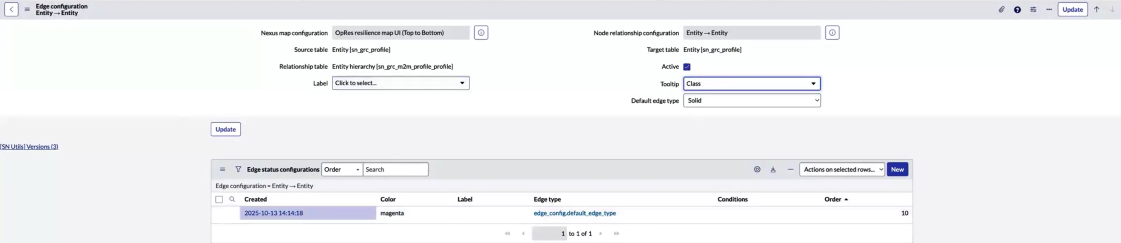 Edge status configuration.