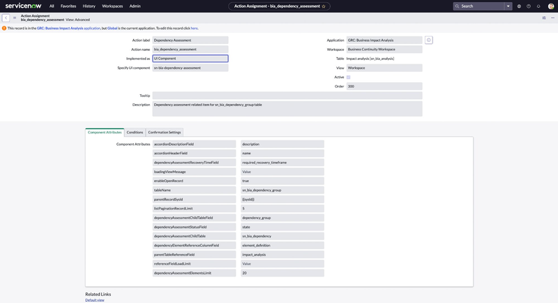 Component attributes.
