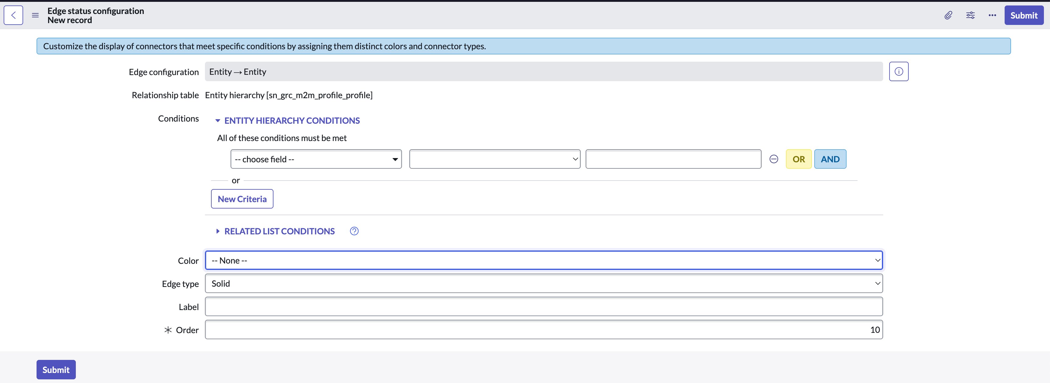Edge status configuration.