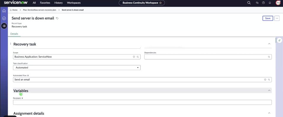Variables for the automated flow.